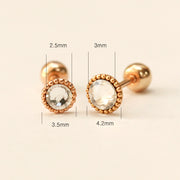 14K Gold Stone Flower Ball Cartilage Earring 20G18G16G