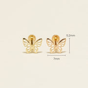 14K Gold Point Butterfly Internally Threaded Labret Piercing 18G16G