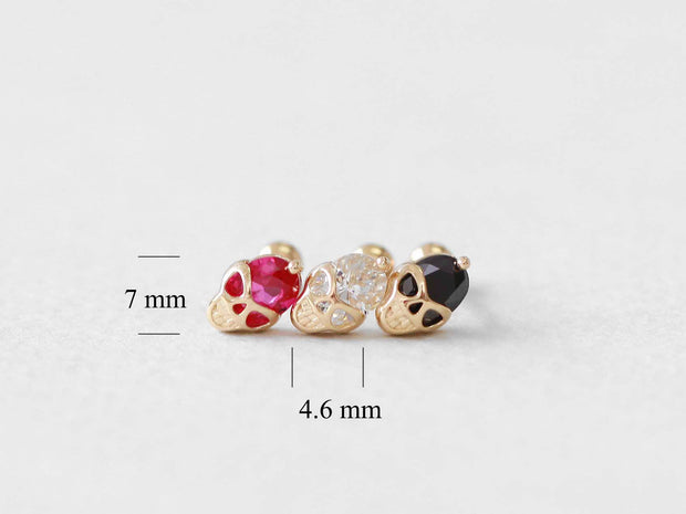 14K gold Cutie Skull cartilage earring 18g16g