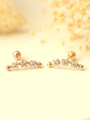 14K Gold Cubic Curve Ball Cartilage Earring 20G18G16G
