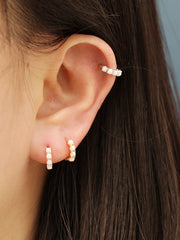 925 Silver Synthetic Opal Hoop Earring