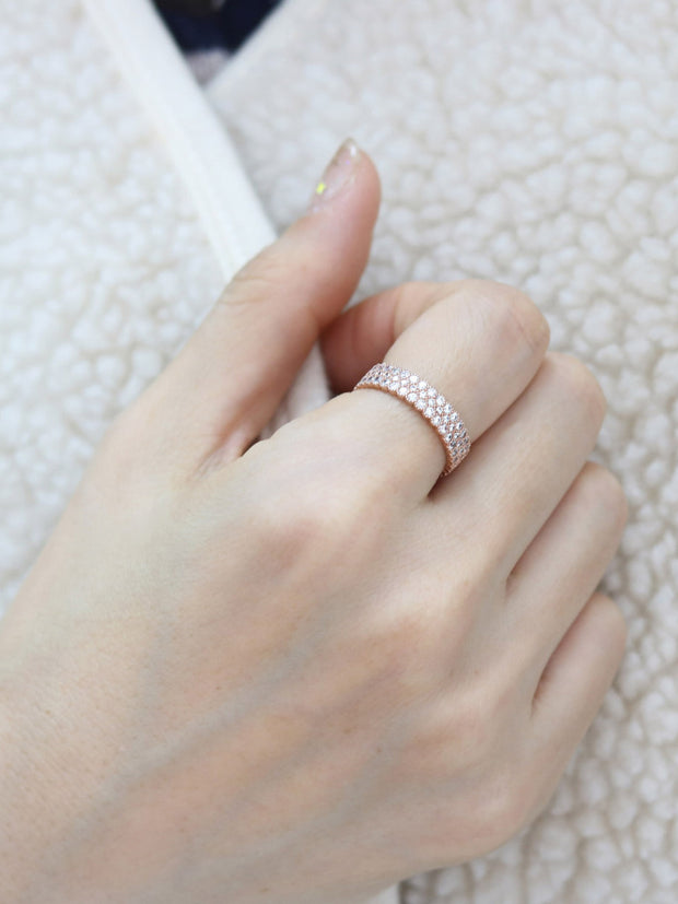 925 Silver Three Line Cubic Ring