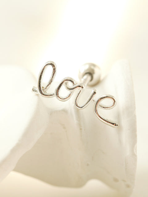925 Silver Love cartilage earring 16g