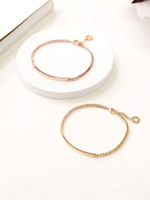 14K Gold Simple Stick Chain Bracelet