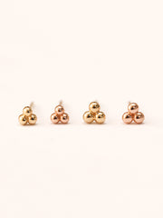 14K Gold Triangle Balls Stud Earring