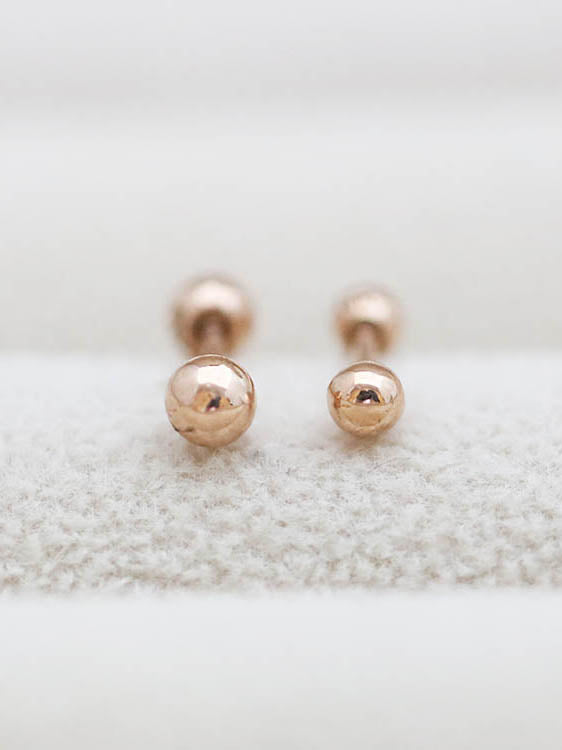 14K Gold Simple Ball Cartilage Earring 18G16G