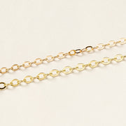 14K Gold Simple Flat Cable Chain Bracelet Anklet