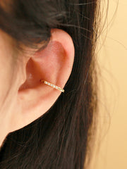14K Gold Slim Square Cubic Cartilage Hoop Earring