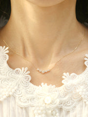 14K Gold Garland Cubic Flower Necklace