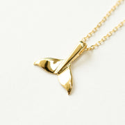 14K 18K Gold Whale Tail Necklace