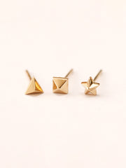 14K Gold Tiny Pyramid Stud Earring