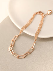 14K 18K Gold Half Clip and Chain Layered Bracelet