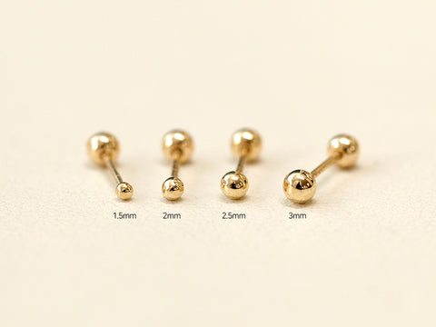 14K Gold Heavy Ball Cartilage Earring 20G18G16G