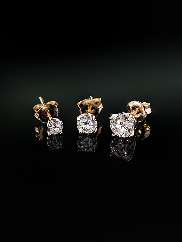 14K Gold 4 Pronged Moissanite Stud Earring