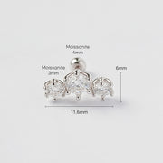 14K Gold Moissanite Crown Triple Cartilage Earring 20G18G16G