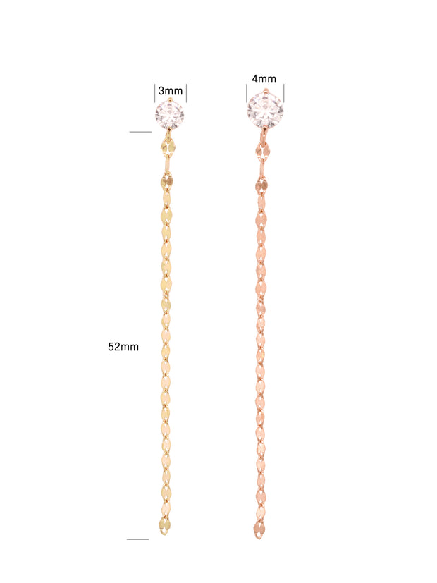 14K Gold Long Chain Cubic Cartilage Earring 20G18G16G