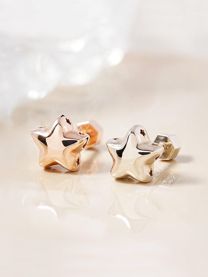 14K Solid Gold Star Golden Layer Cartilage Earring 18G