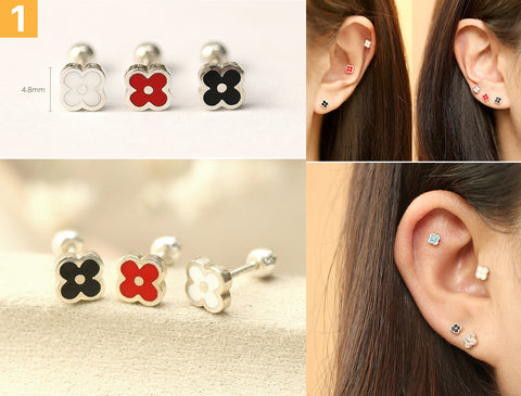 925 Silver Flower cartilage earring 20g