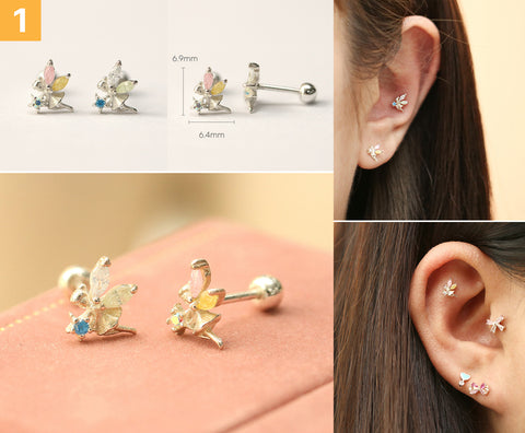 925 Silver Lovely cartilage earring 20g