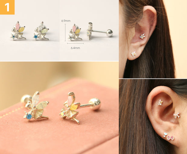 925 Silver Lovely cartilage earring 20g