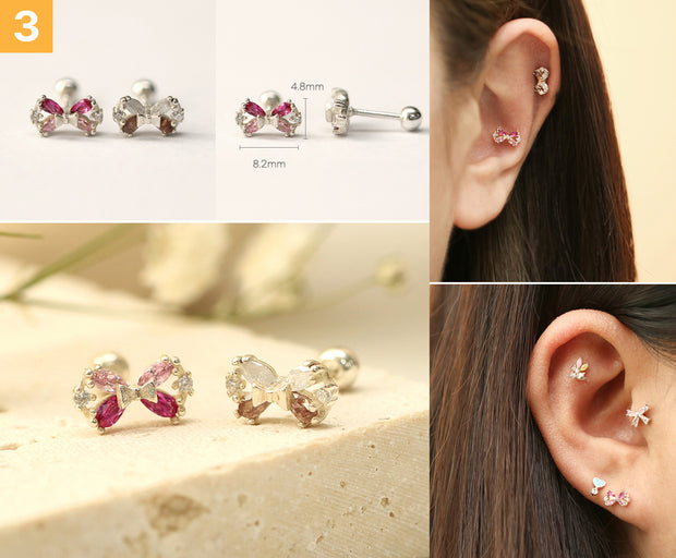 925 Silver Lovely cartilage earring 20g