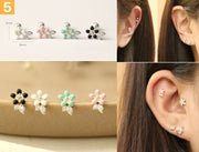 925 Silver Flower cartilage earring 20g