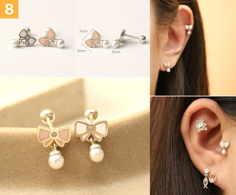 925 Silver Lovely cartilage earring 20g