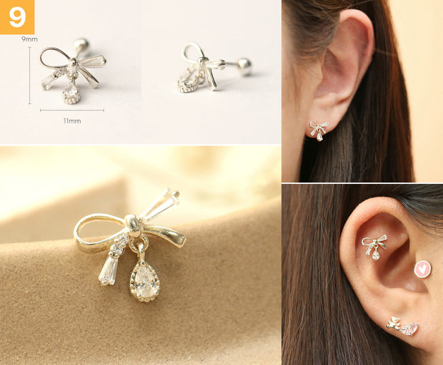 925 Silver Lovely cartilage earring 20g