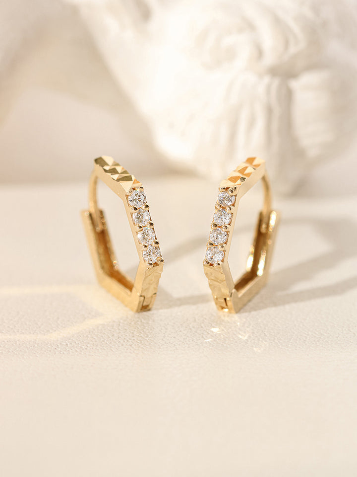 14K Gold Pentagon Simple Cubic Cartilage Hoop Earring