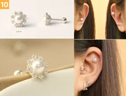 925 Silver Flower cartilage earring 20g