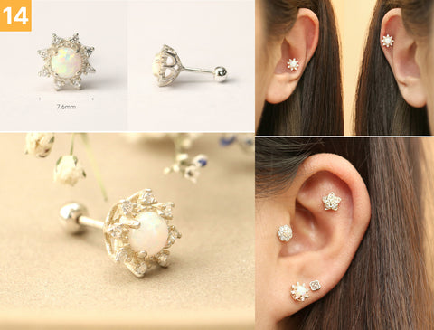 925 Silver Flower cartilage earring 20g