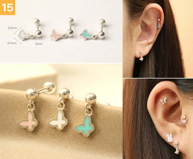 925 Silver Lovely cartilage earring 20g