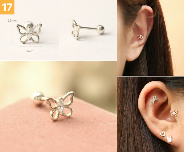 925 Silver Lovely cartilage earring 20g