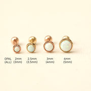 14K Gold Round Opal Earring 20G18G16G