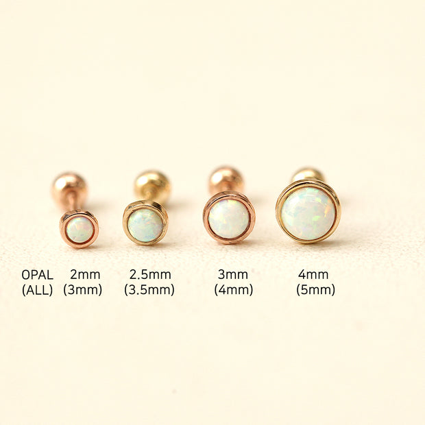 14K Gold Round Opal Earring 20G18G16G