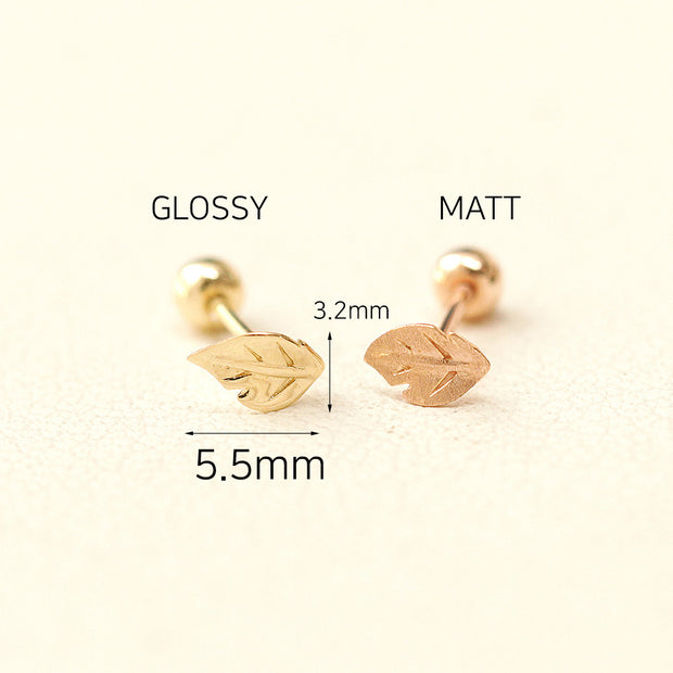 14K Gold Mini Leaf Cartilage Earring 20G18G16G