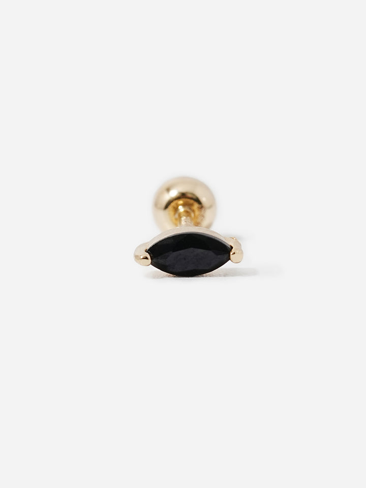 14K Solid Gold Black Boat Cubic Cartilage Earring 20G18G16G