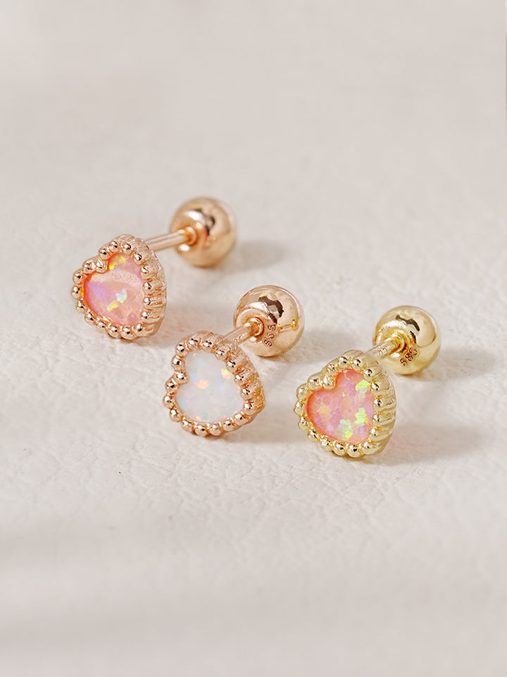 14K Solid Gold Bold Classic Antique Heart Cartilage Earring 20G