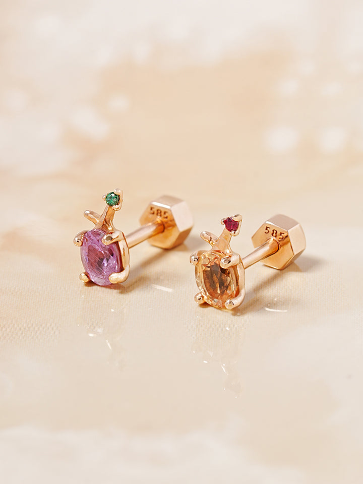 14K Gold Color Sapphire Fruits Cartilage Earring 18G