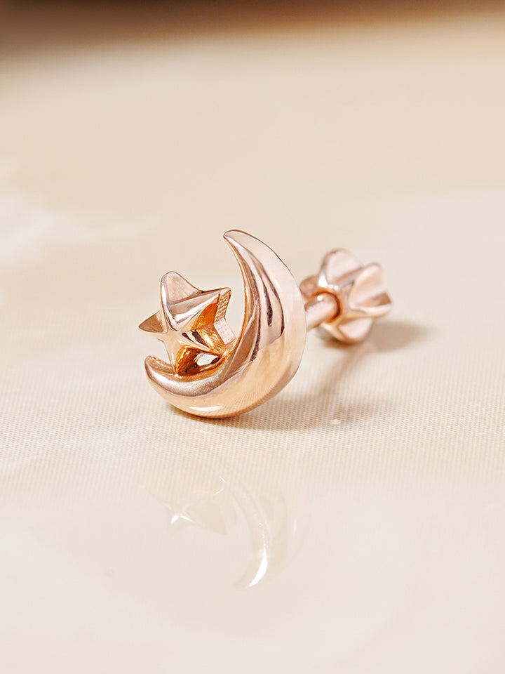 14K Solid Gold Dreaming Night Cartilage Earring 18G16G