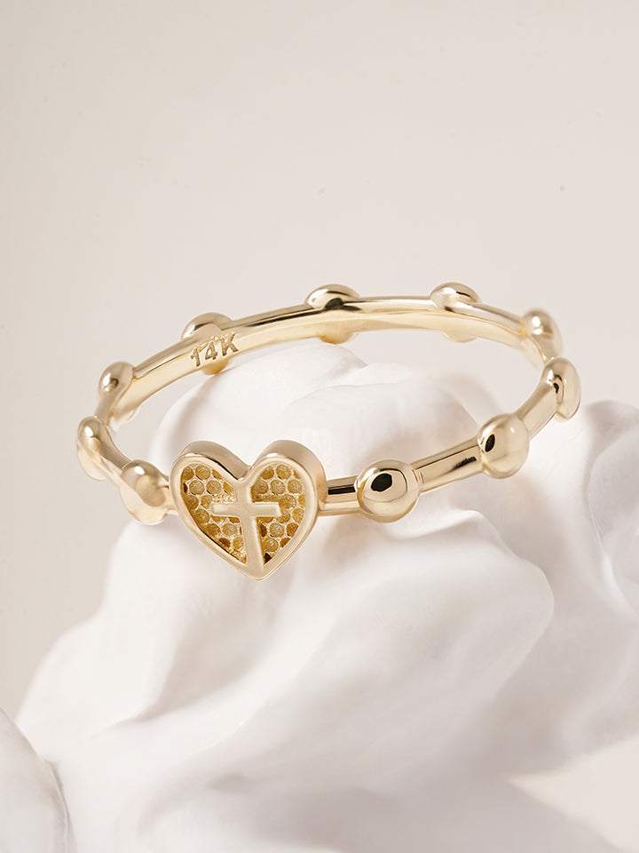 14K 18K Pray Heart Ring