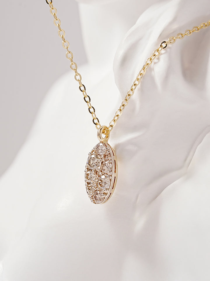 14K 18K Solid Gold Glitter Oval Diamond Necklace