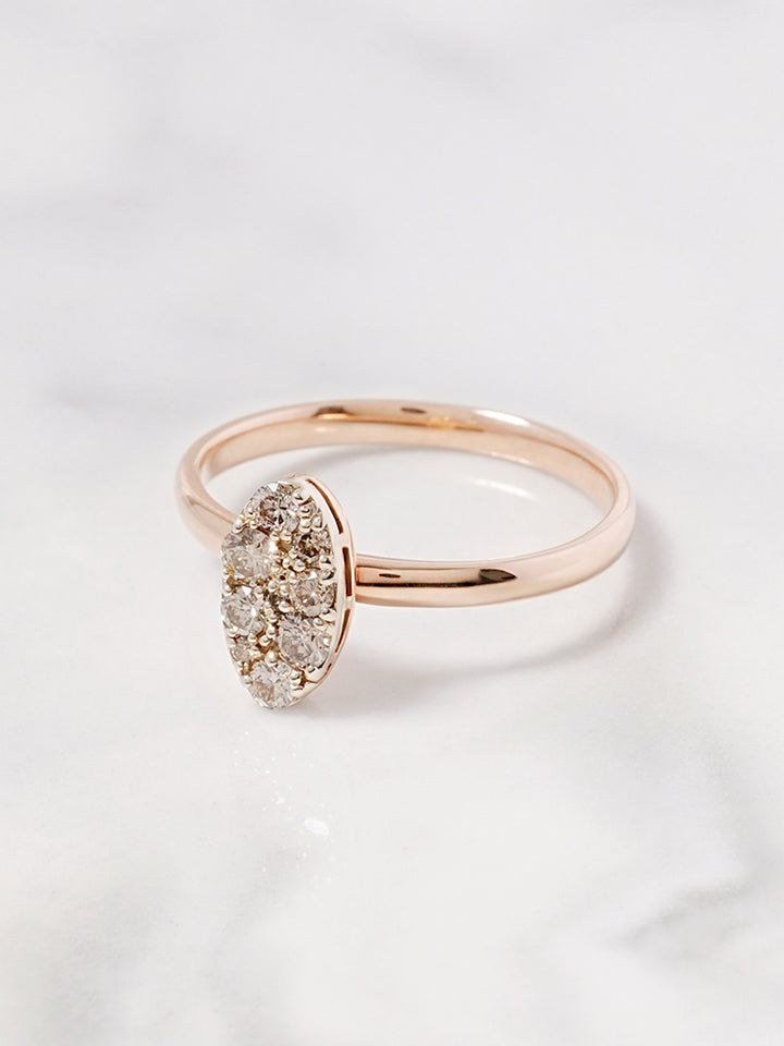 14K 18K Solid Gold Glitter Oval Diamond Ring