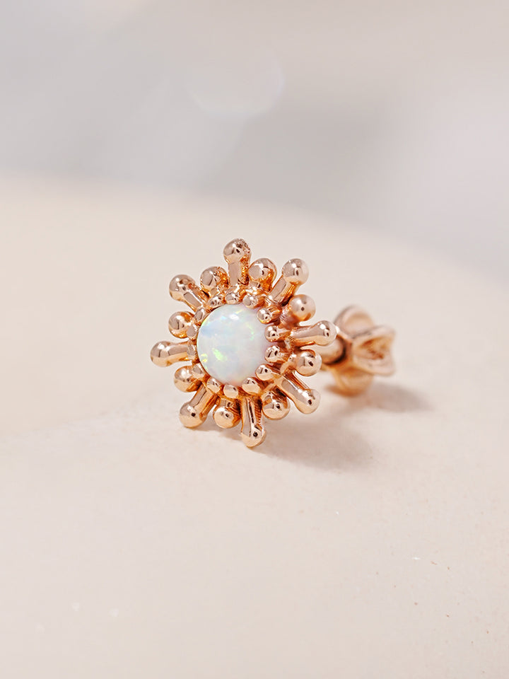 14K Gold Golden Sunrise Opal Cartilage Earring 18G16G