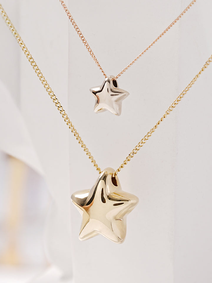 14K Solid Gold Star Golden Layer Necklace