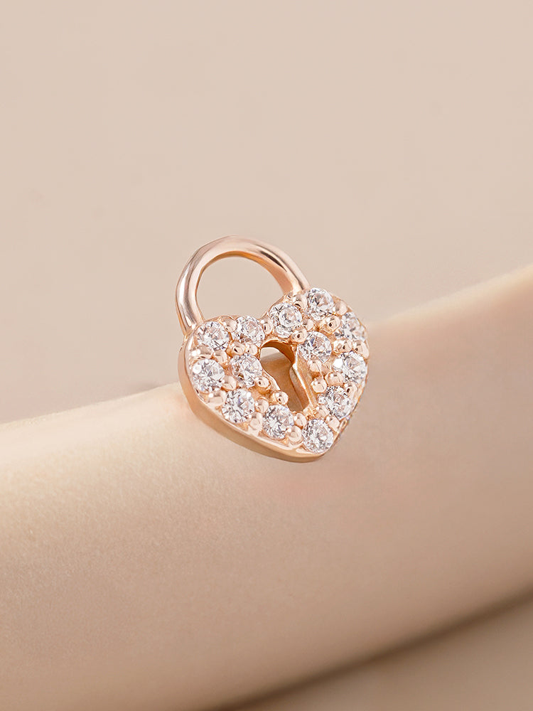 14K Gold Heart Love Lock Cartilage Earring 18G16G