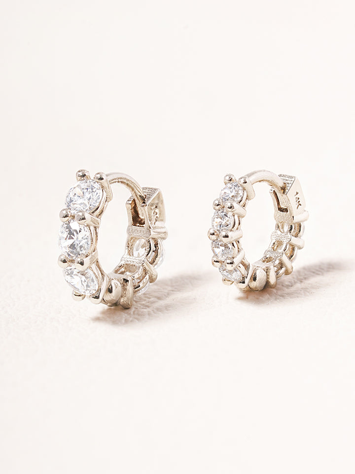 14K 18K Solid Gold Lab Diamond Eternity Tennis Cartilage Hoop Earring