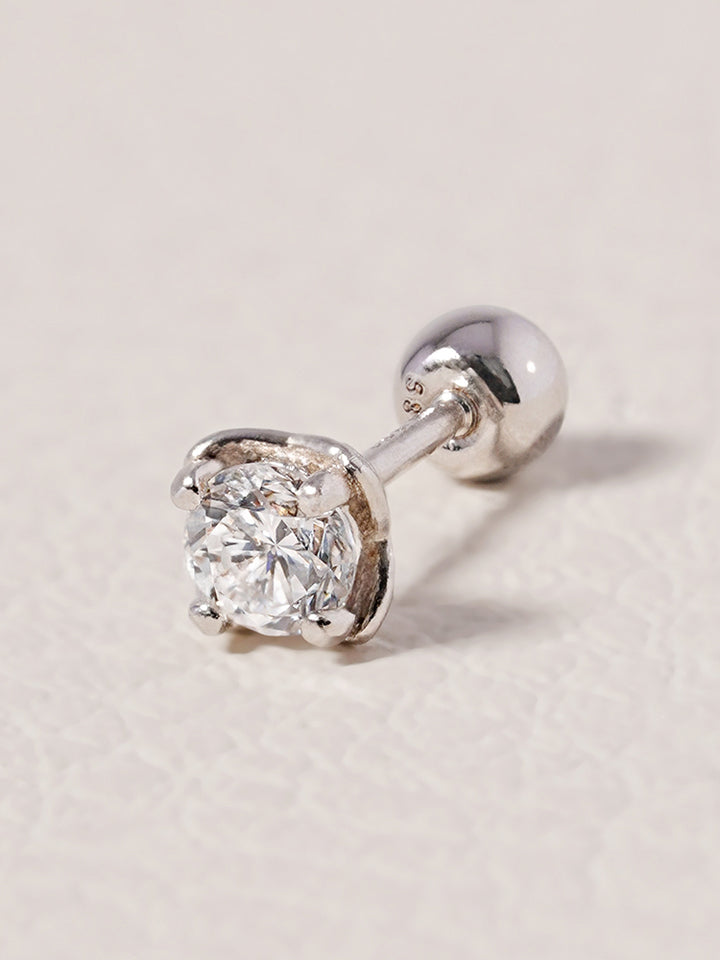 14K Solid Gold Lab Diamond Classic Square Cartilage Earring 20G18G16G