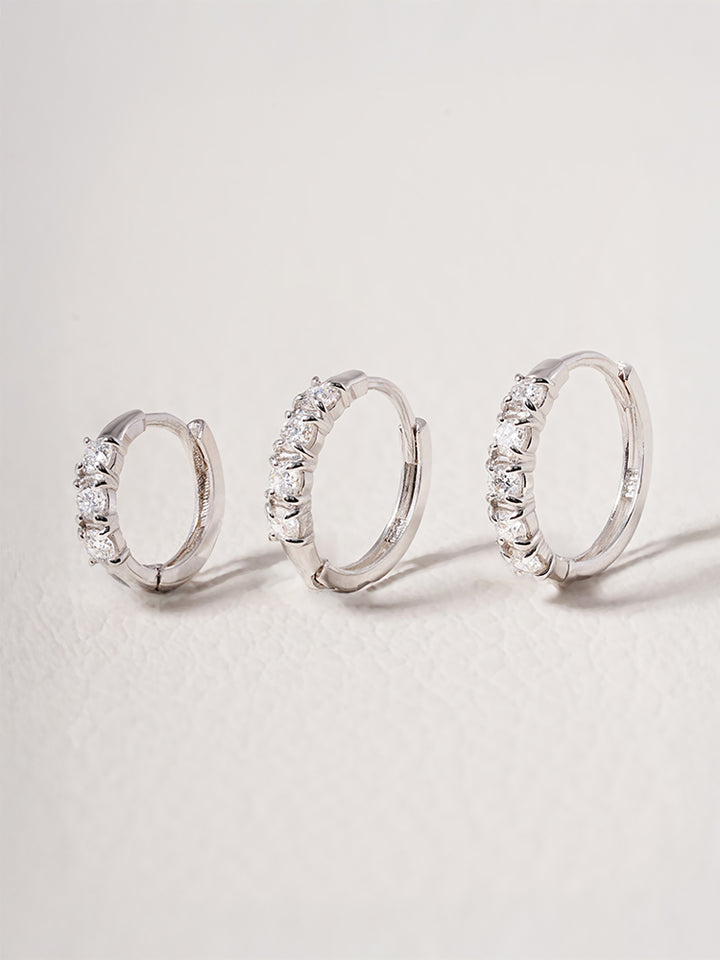 14K 18K Solid Gold Lab Diamond Layered Daily Cartilage Hoop Earring