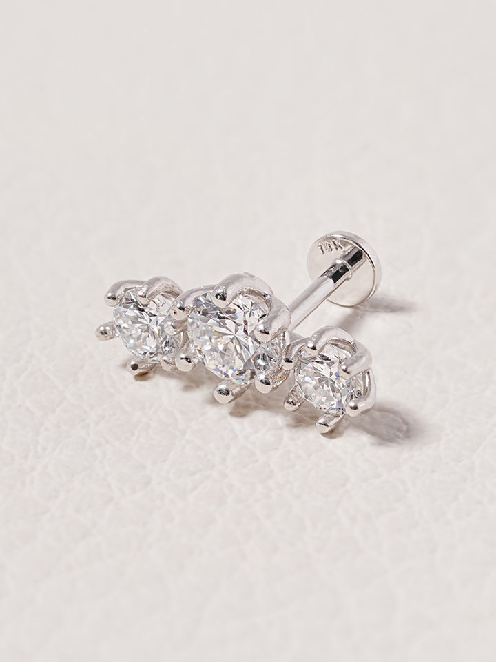 14K Solid Gold Lab Diamond Lumiere Internally Threaded Labret Piercing 20G